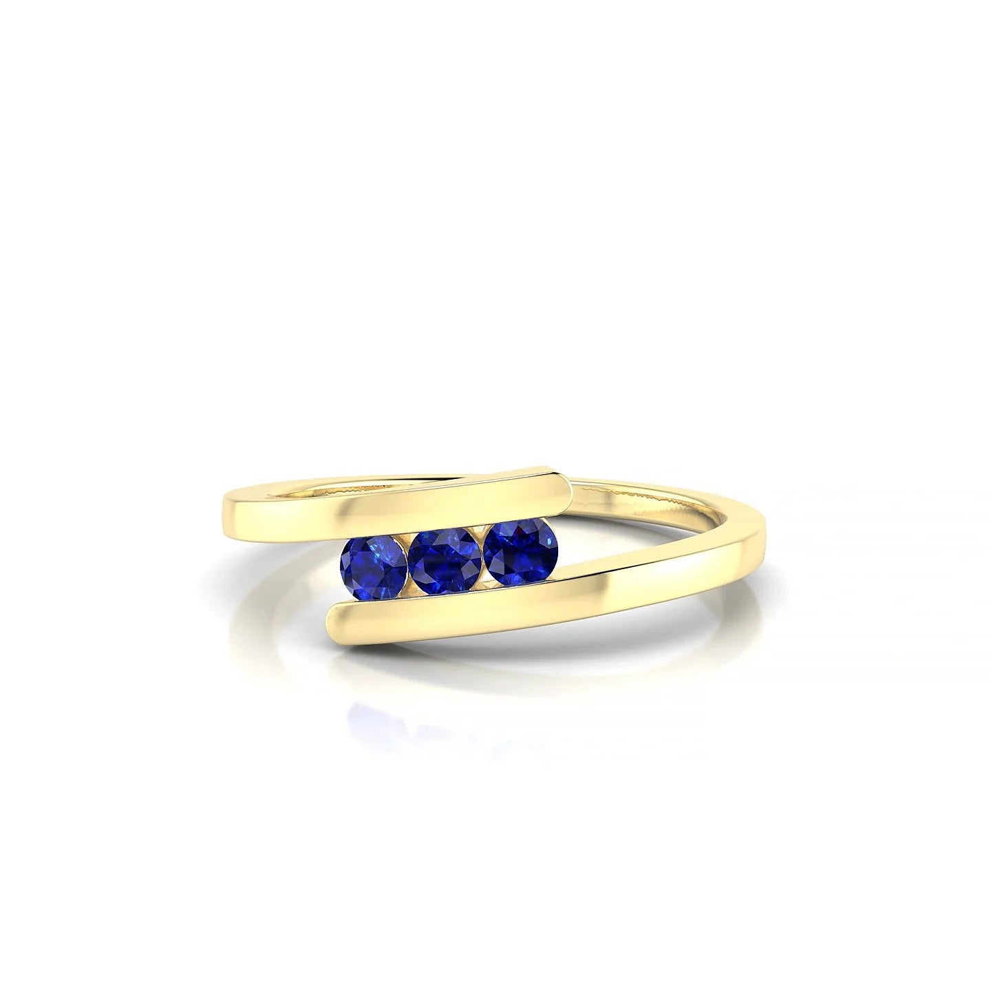 Flow | 18k Yellow Gold 2.5 mm Round Sapphire Ring