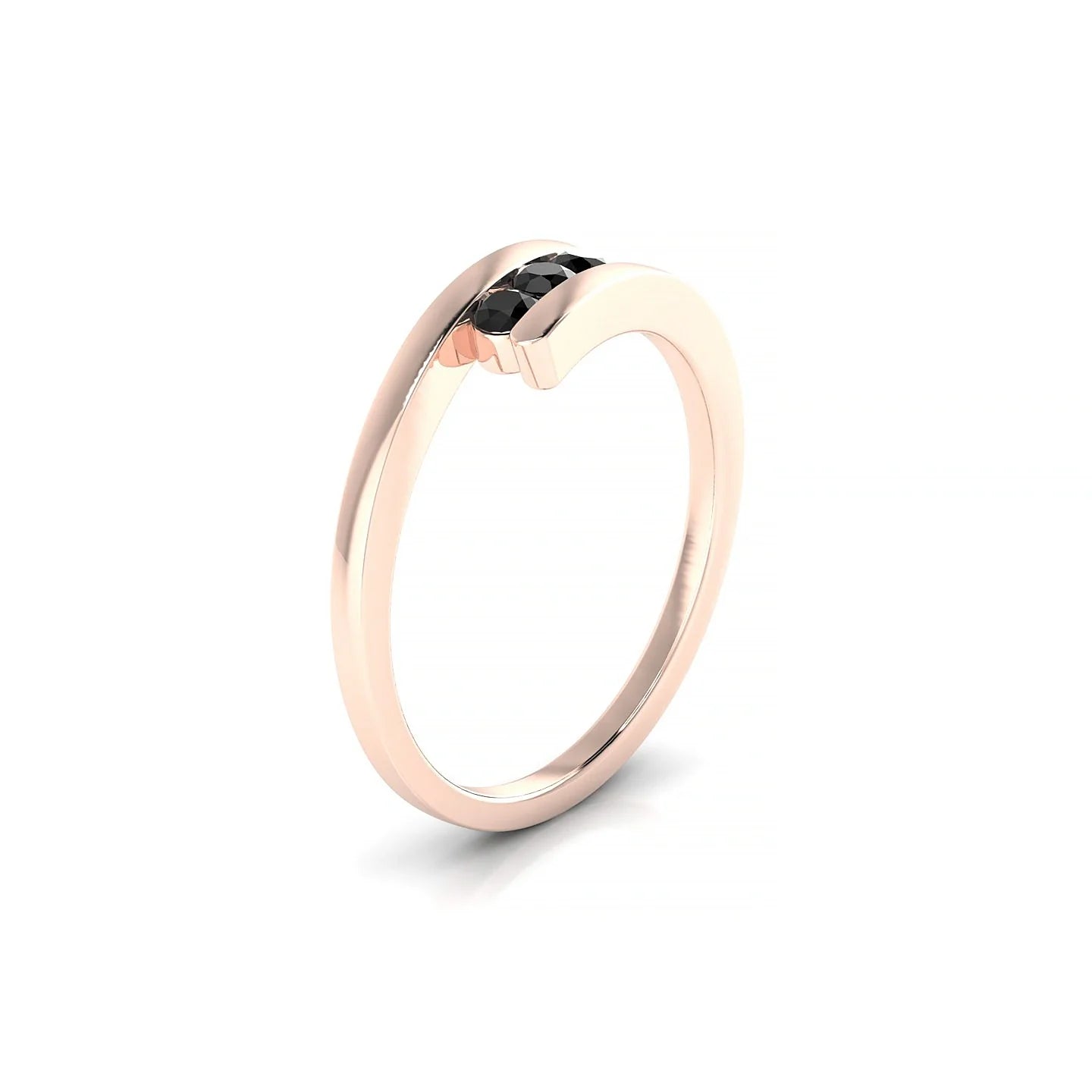Flow | 18k Rose Gold 2.5 mm Round Black Diamond Ring