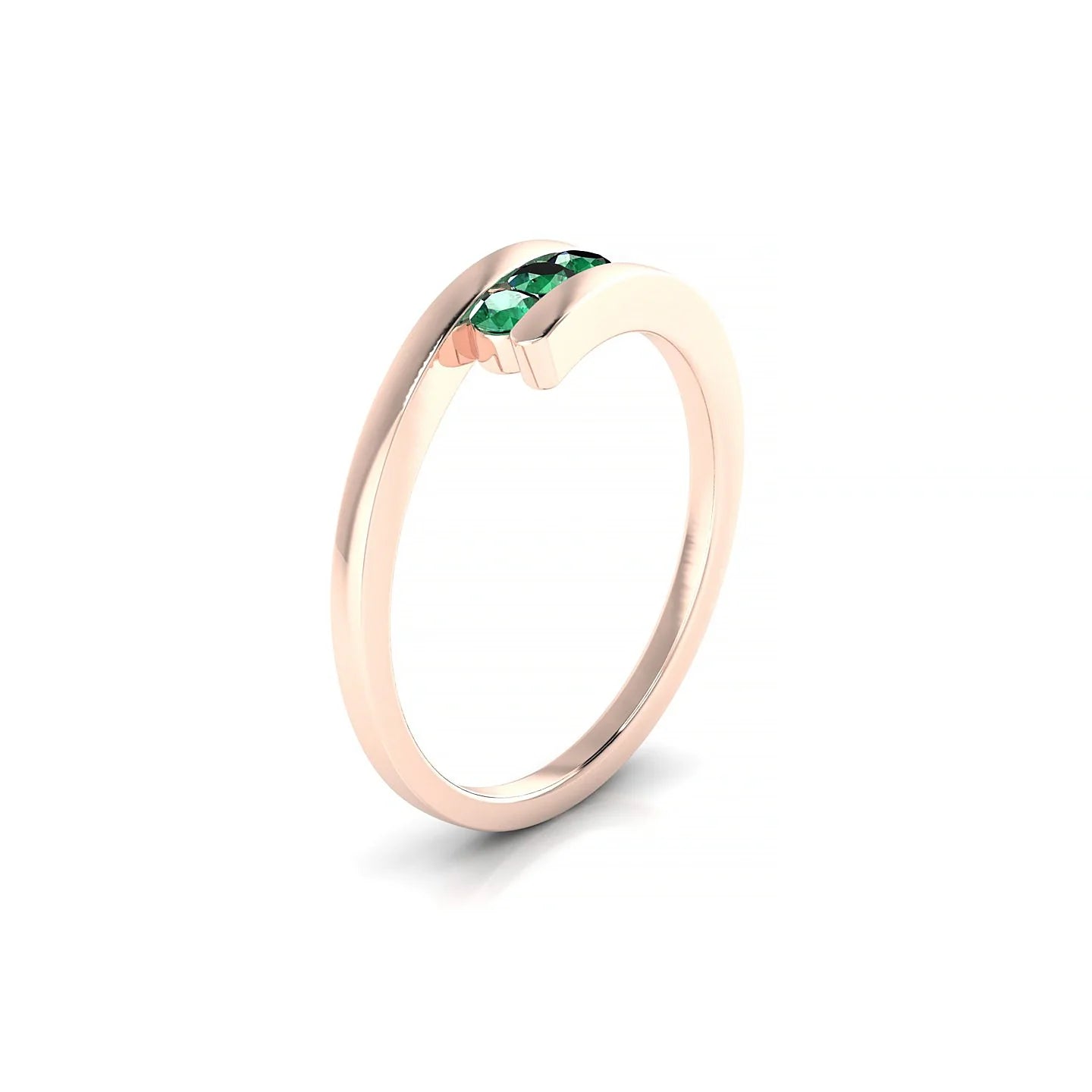 Flow | 18k Rose Gold 2.5 mm Round Emerald Ring
