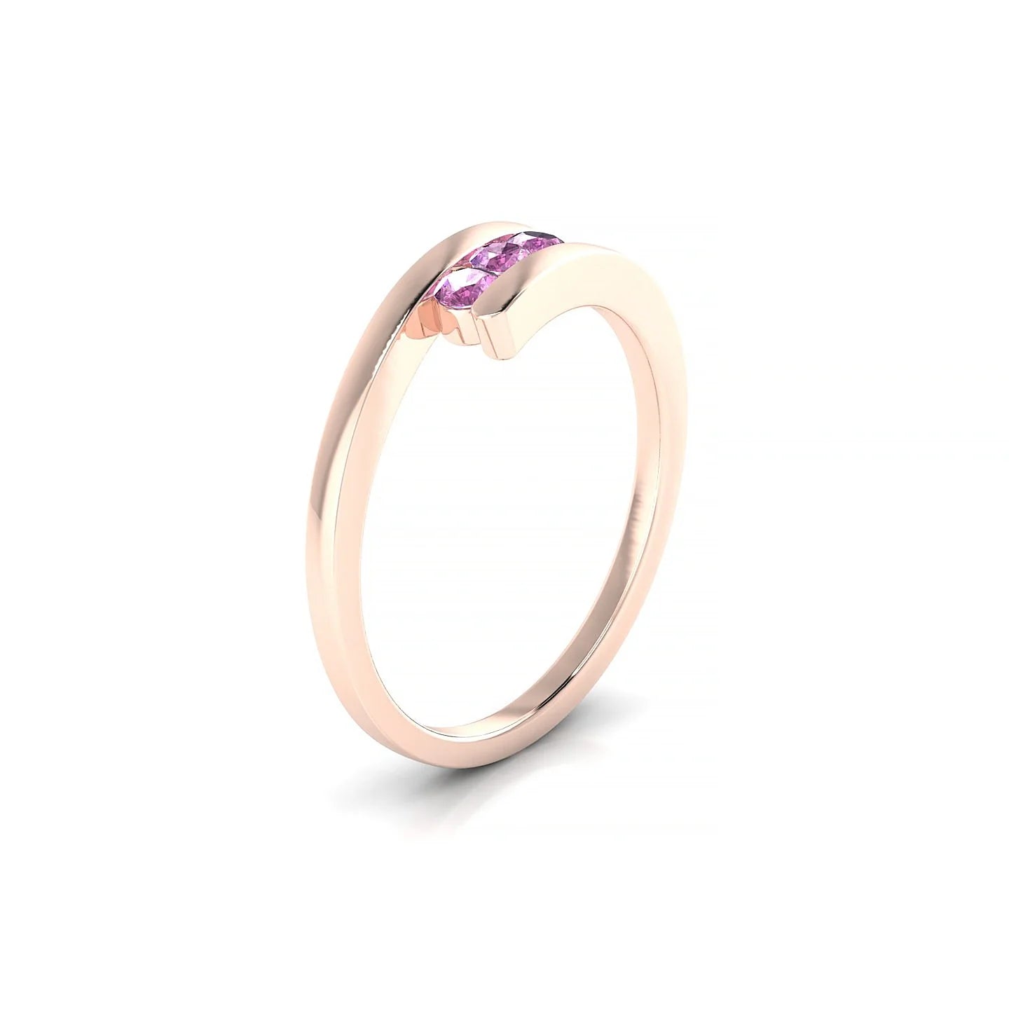 Flow | 18k Rose Gold 2.5 mm Round Pink Sapphire Ring