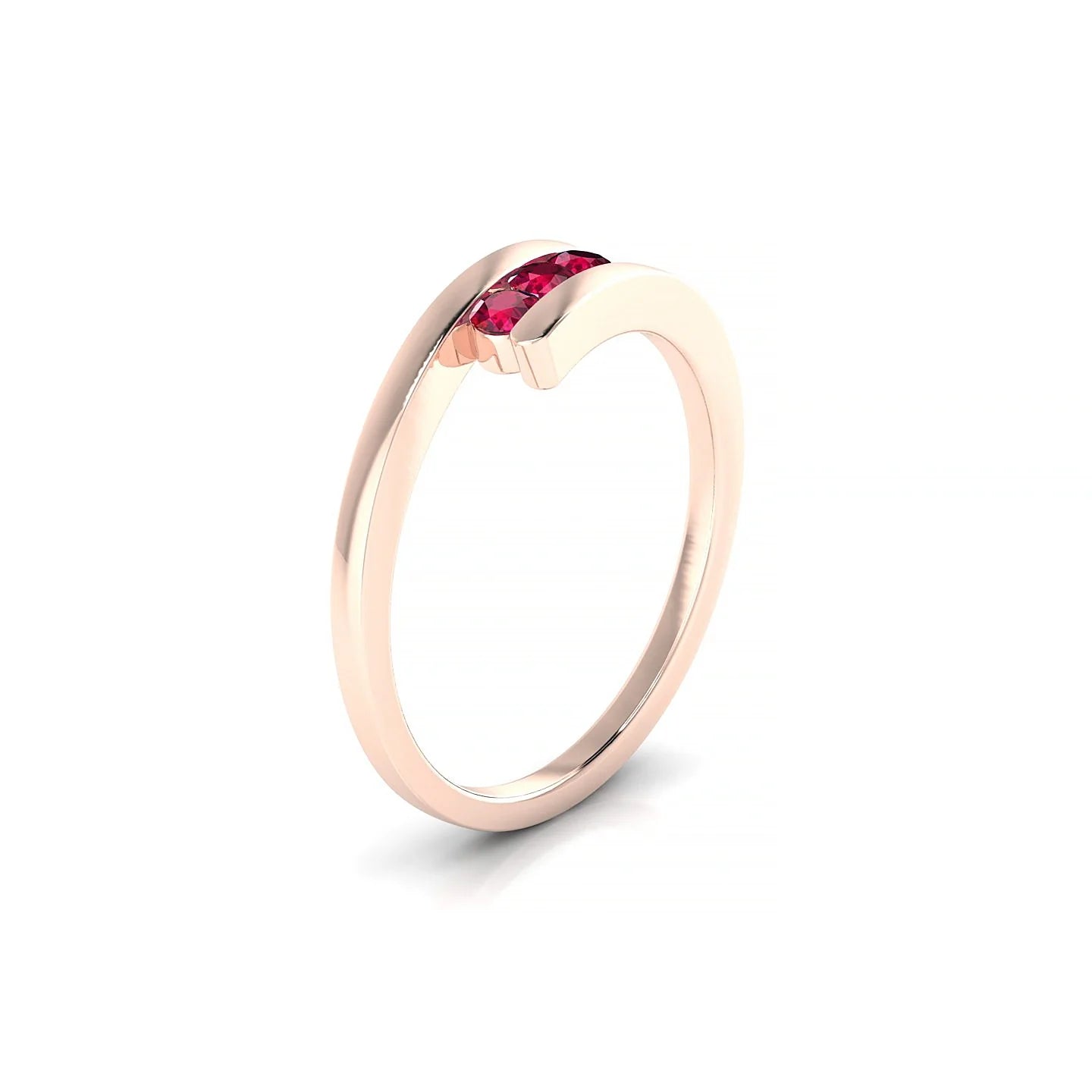 Flow | 18k Rose Gold 2.5 mm Round Ruby Ring
