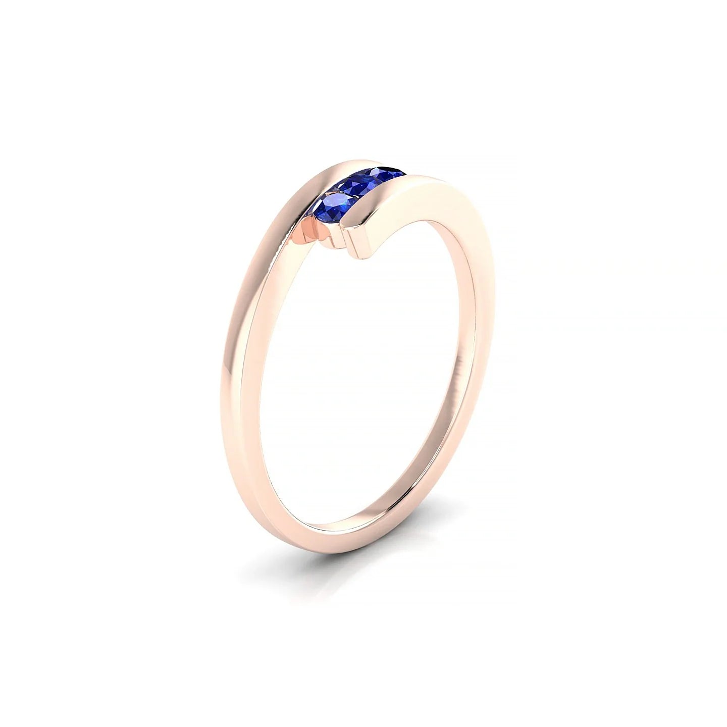 Flow | 18k Rose Gold 2.5 mm Round Sapphire Ring