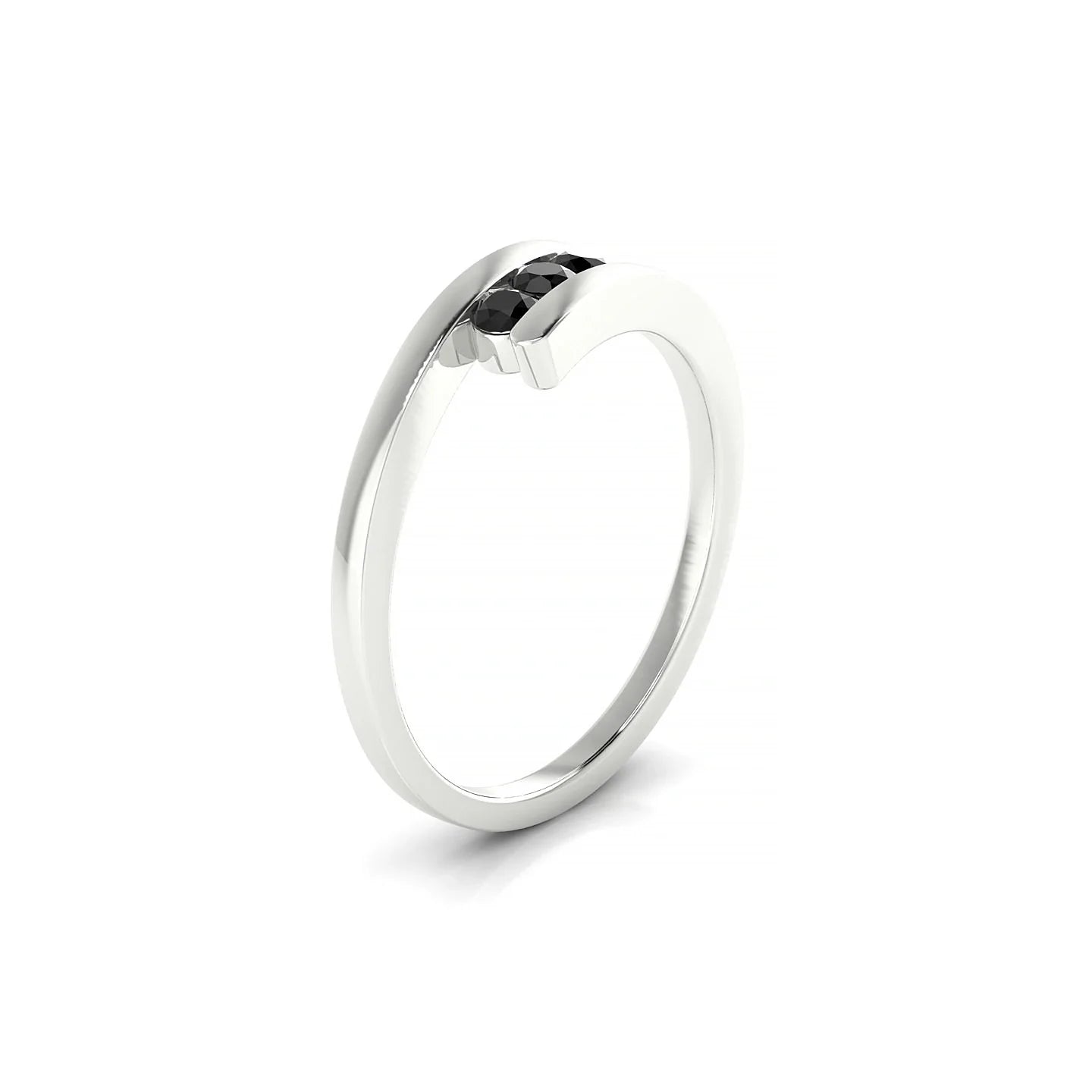 Flow | 18k White Gold 2.5 mm Round Black Diamond Ring