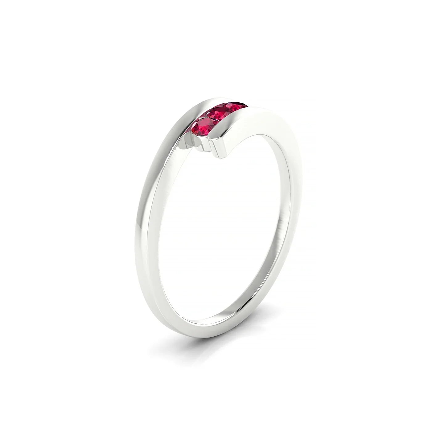 Flow | 18k White Gold 2.5 mm Round Ruby Ring