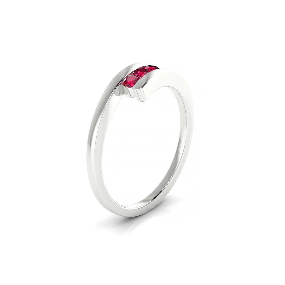 Flow | 18k White Gold 2.5 mm Round Ruby Ring