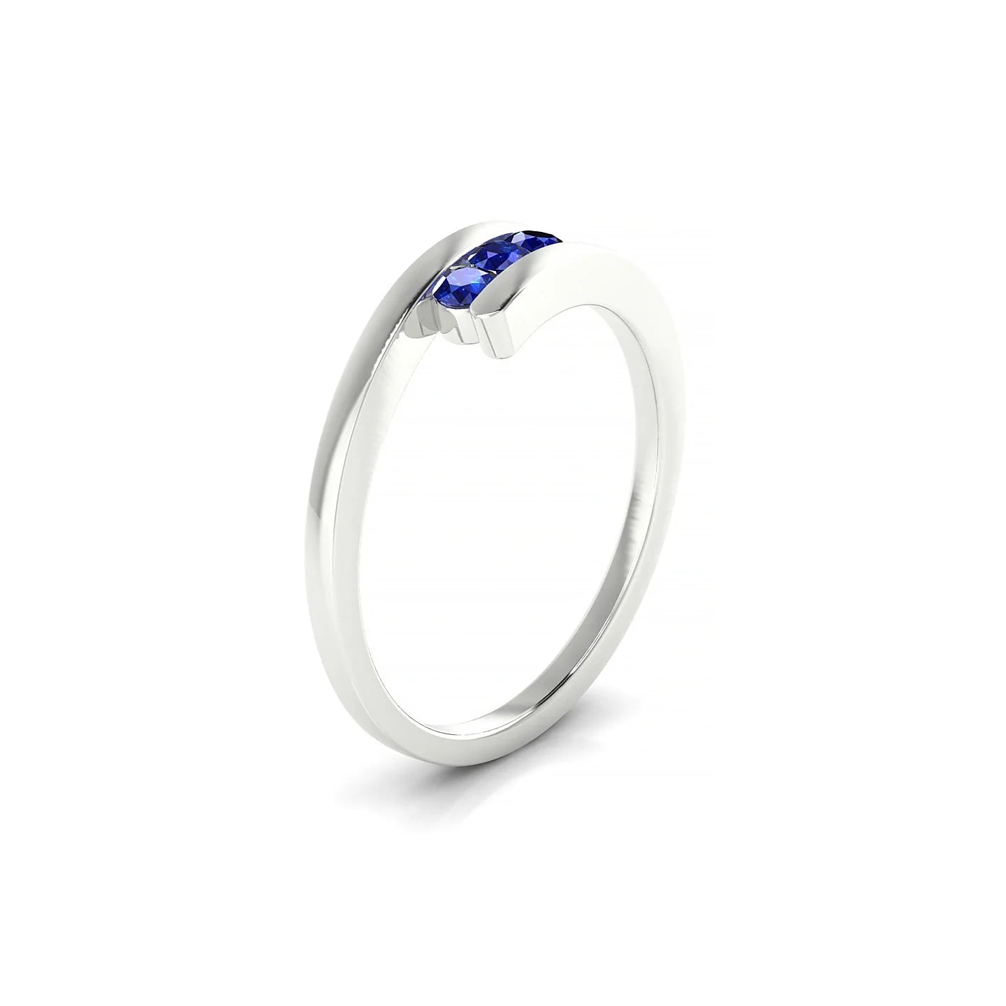 Flow | 18k White Gold 2.5 mm Round Sapphire Ring