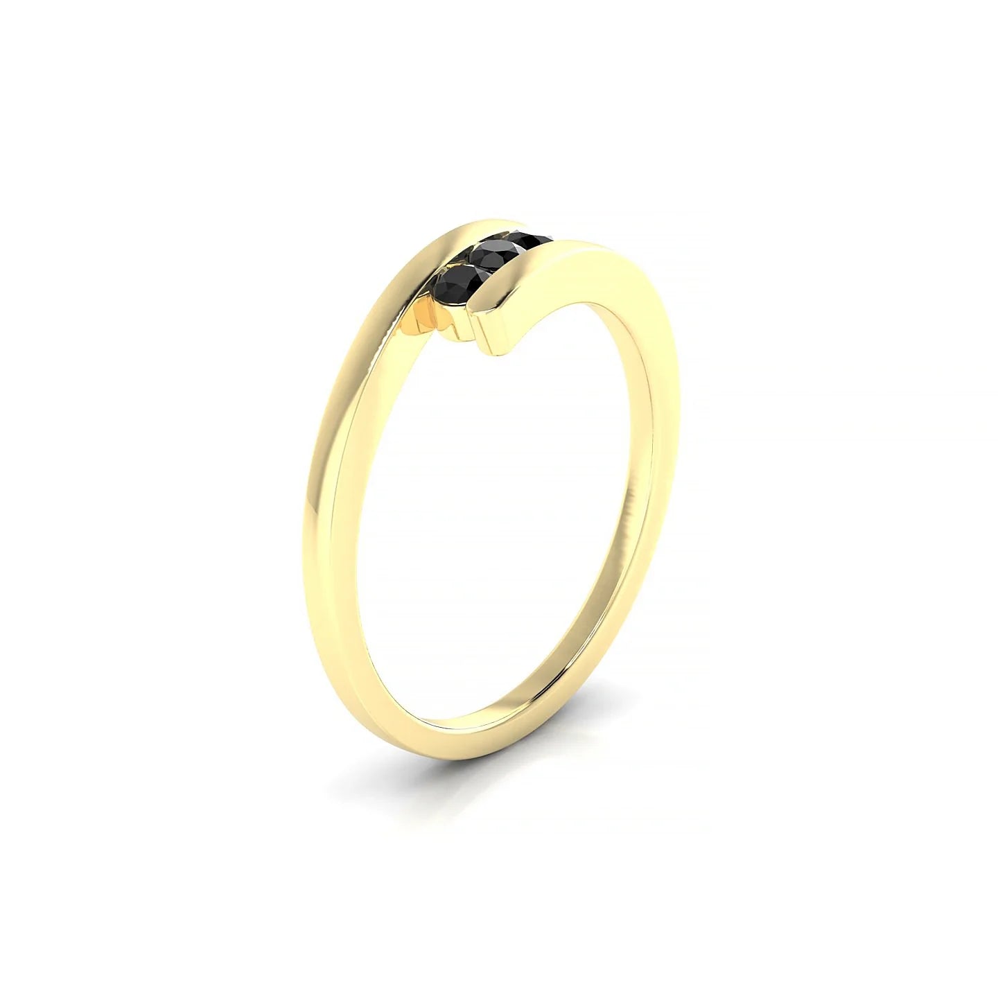 Flow | 18k Yellow Gold 2.5 mm Round Black Diamond Ring