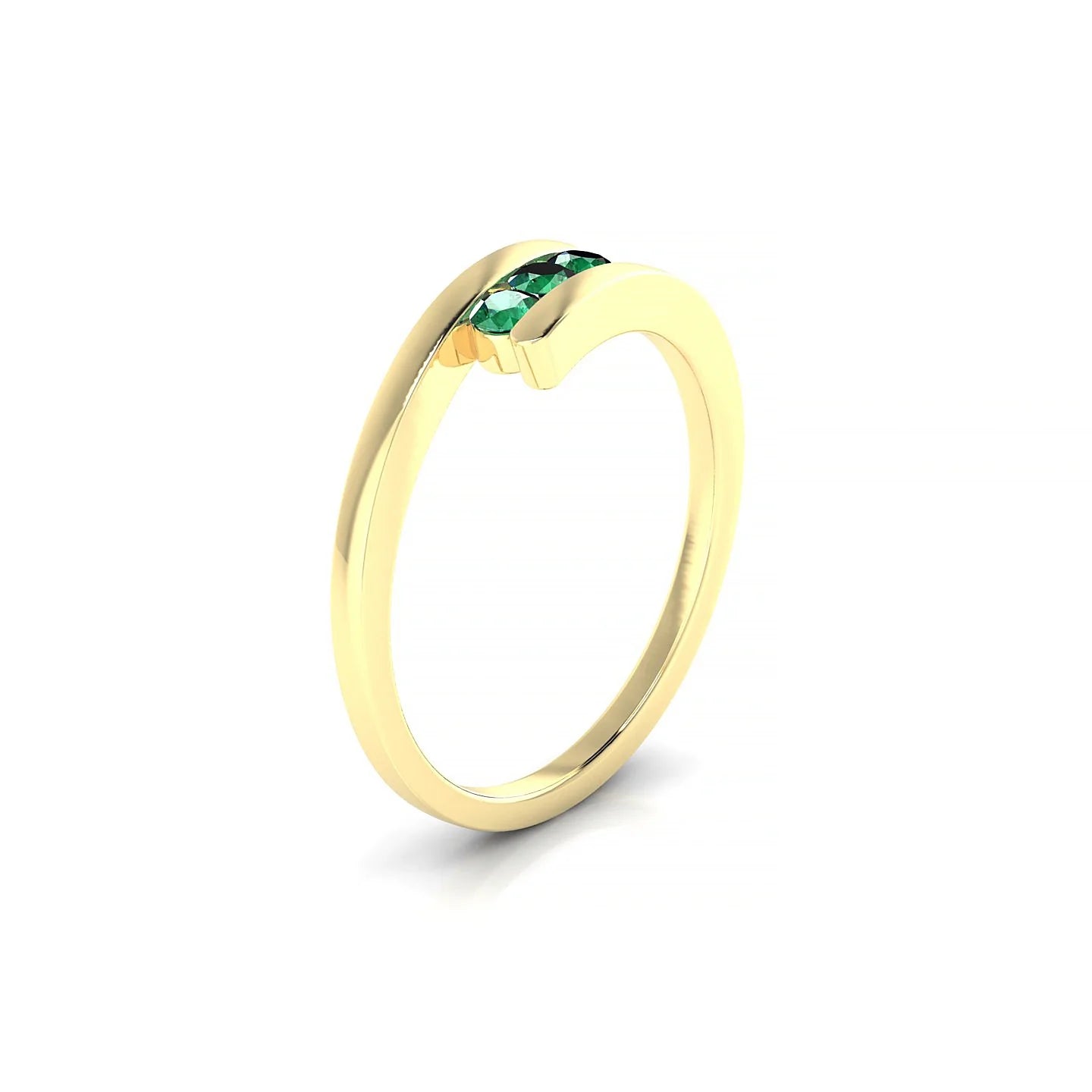 Flow | 18k Yellow Gold 2.5 mm Round Emerald Ring