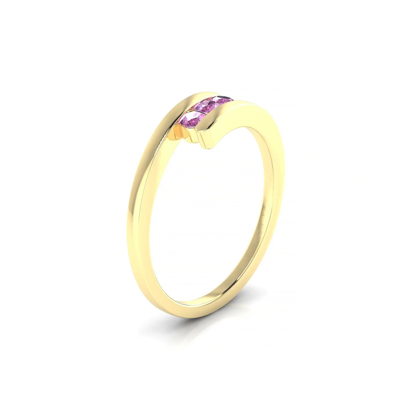 Flow | 18k Yellow Gold 2.5 mm Round Pink Sapphire Ring