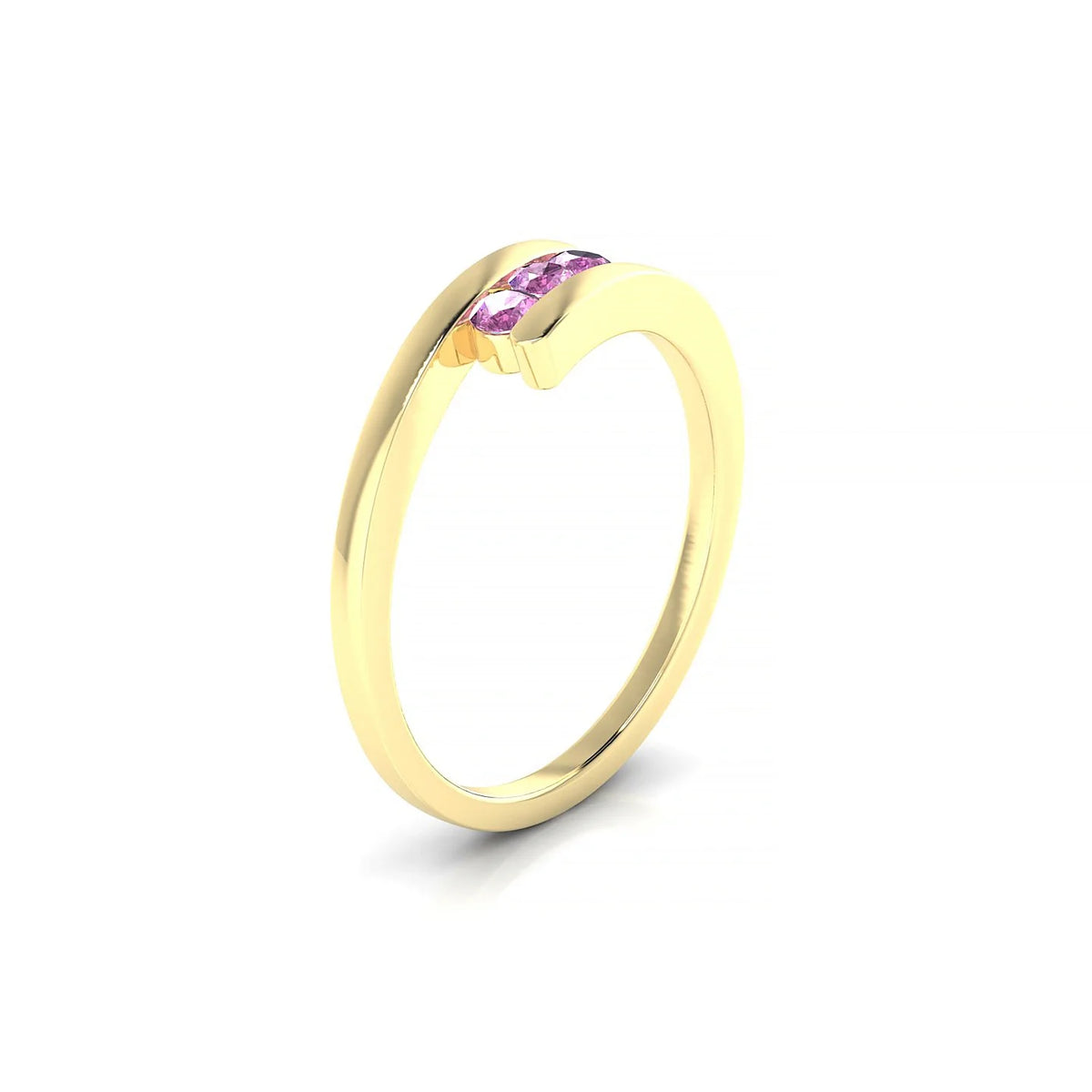 Flow | 18k Yellow Gold 2.5 mm Round Pink Sapphire Ring