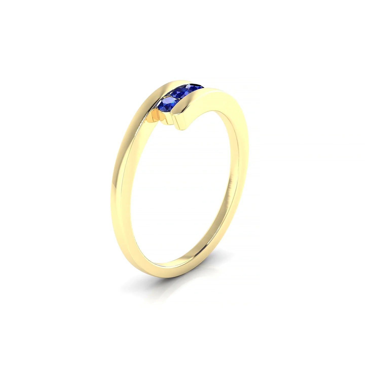 Flow | 18k Yellow Gold 2.5 mm Round Sapphire Ring
