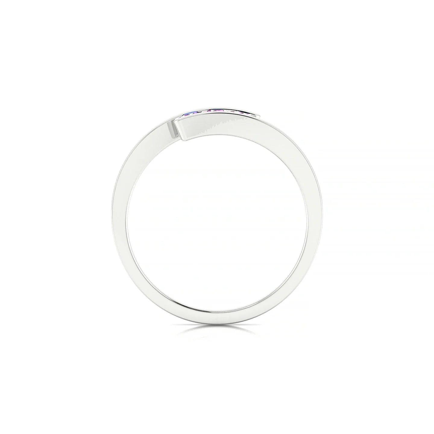 Flow | 18k White Gold 2.5 mm Round Pink Sapphire Ring