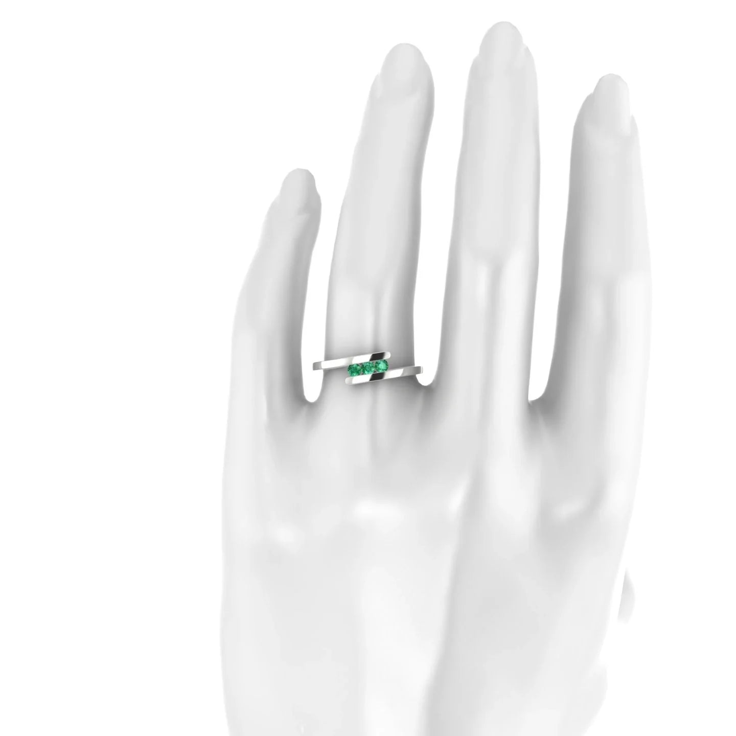 Flow | 18k White Gold 2.5 mm Round Emerald Ring