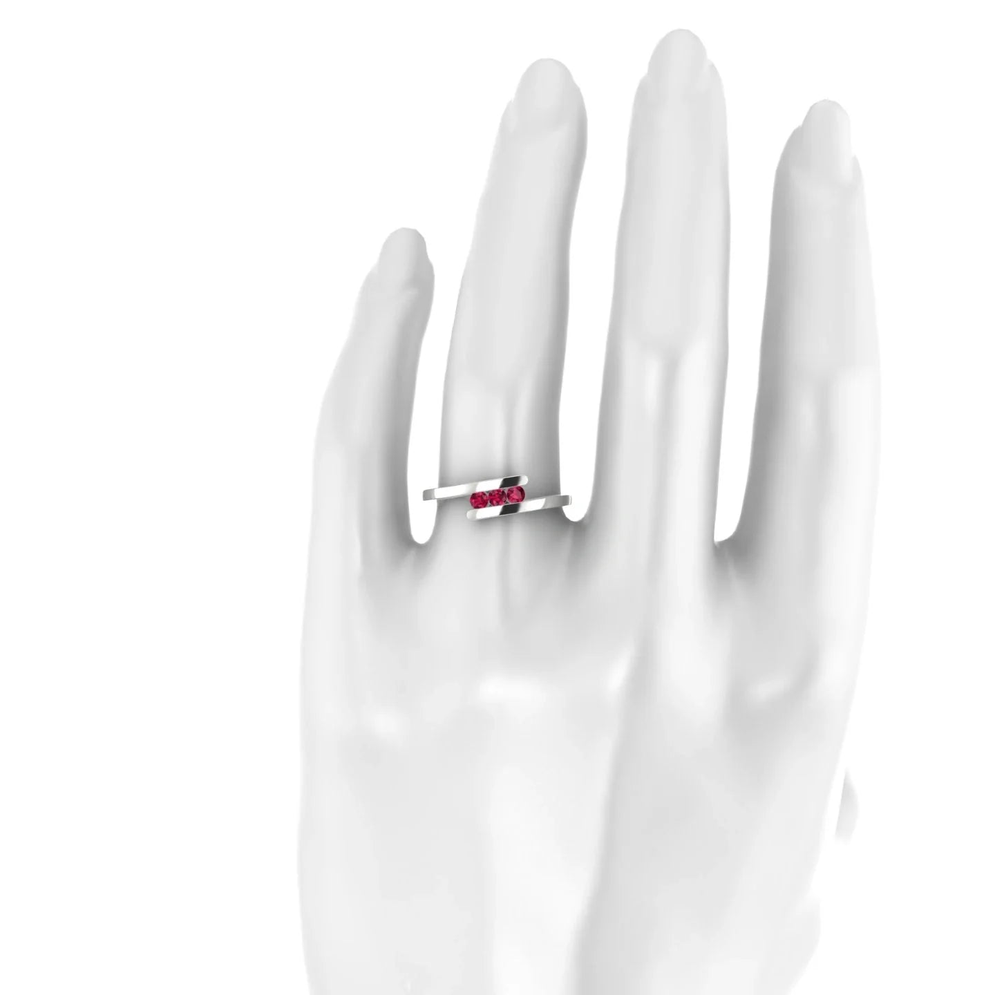 Flow | 18k White Gold 2.5 mm Round Ruby Ring