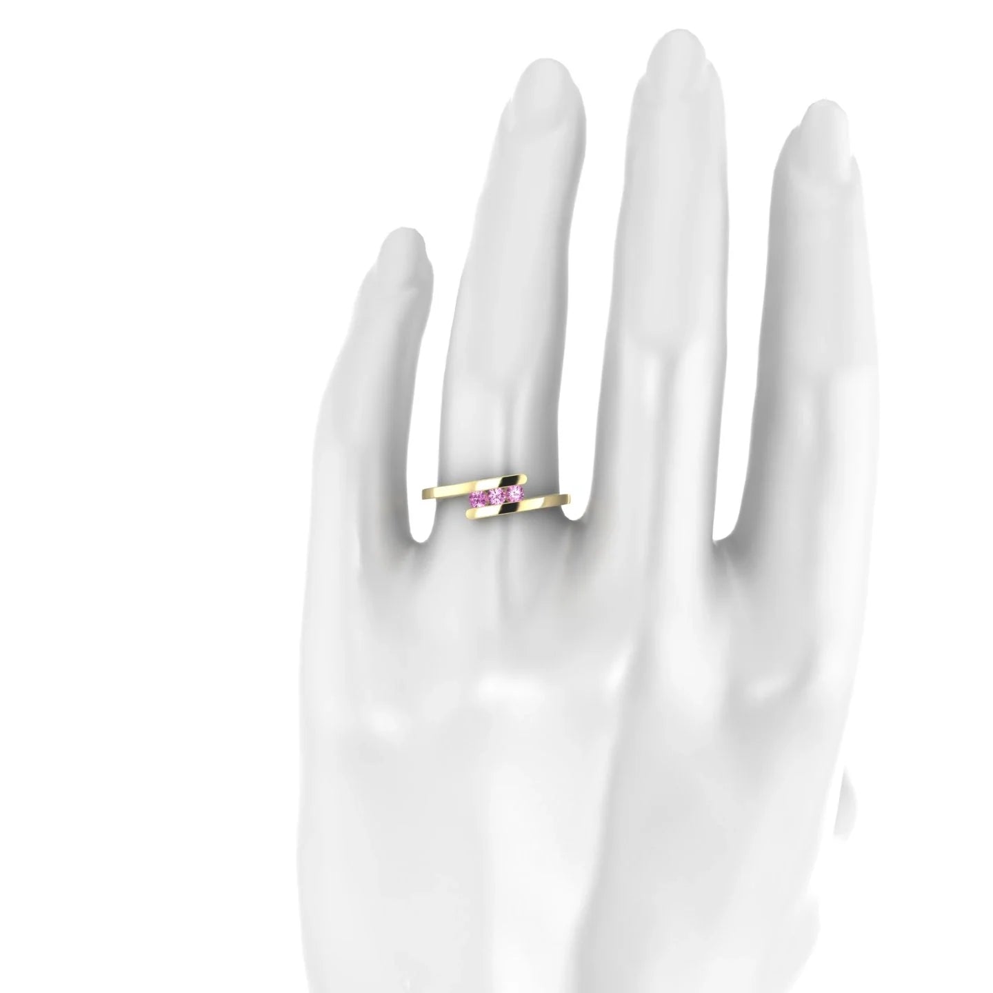 Flow | 18k Yellow Gold 2.5 mm Round Pink Sapphire Ring
