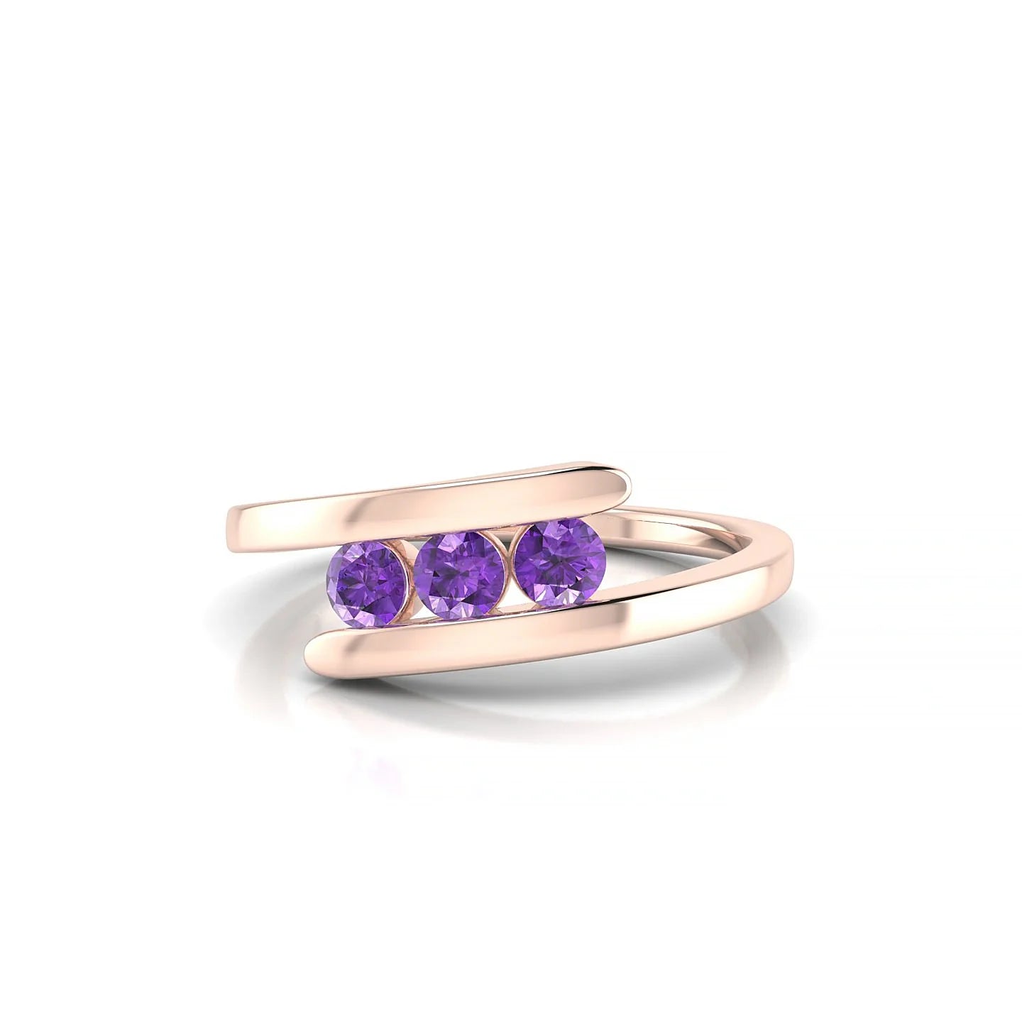 Flow | 18k Rose Gold 3 mm Round Amethyst Ring