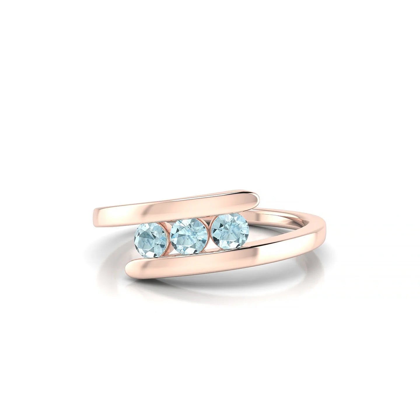 Flow | 18k Rose Gold 3 mm Round Aquamarine Ring