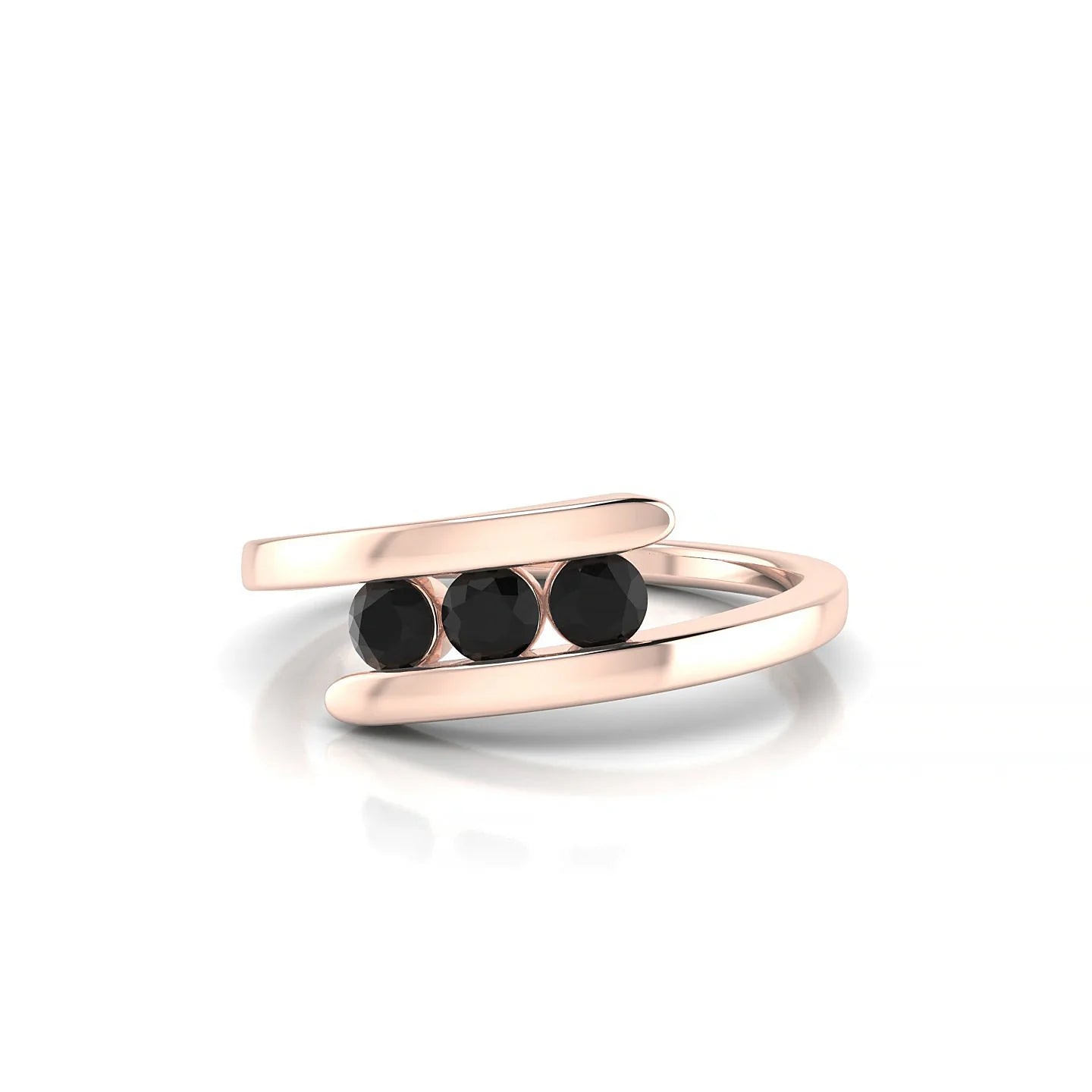 Flow | 18k Rose Gold 3 mm Round Black Diamond Ring