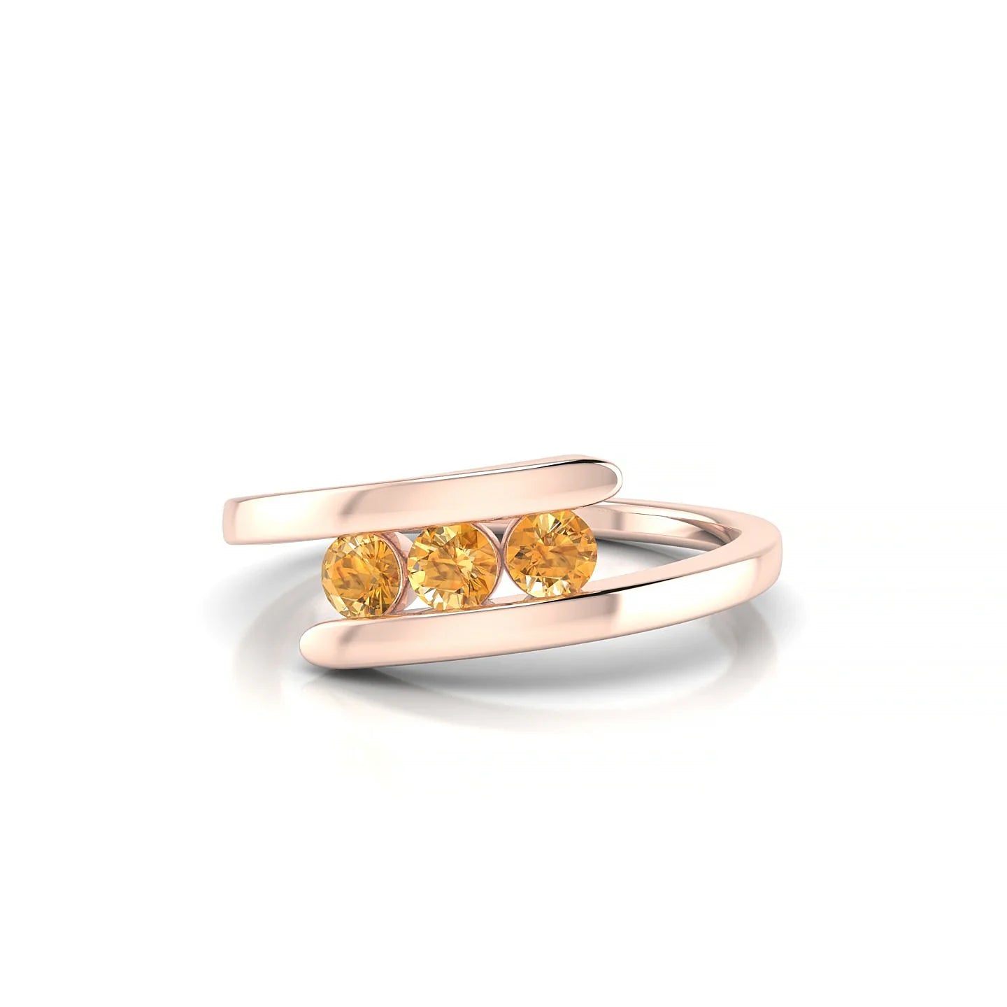 Flow | 18k Rose Gold 3 mm Round Citrine Ring