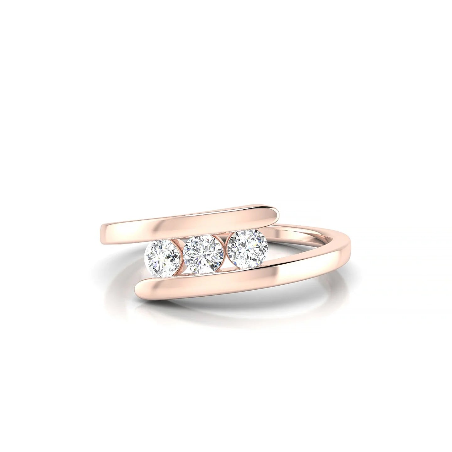 Flow | 18k Rose Gold 3 mm Round Diamond Ring