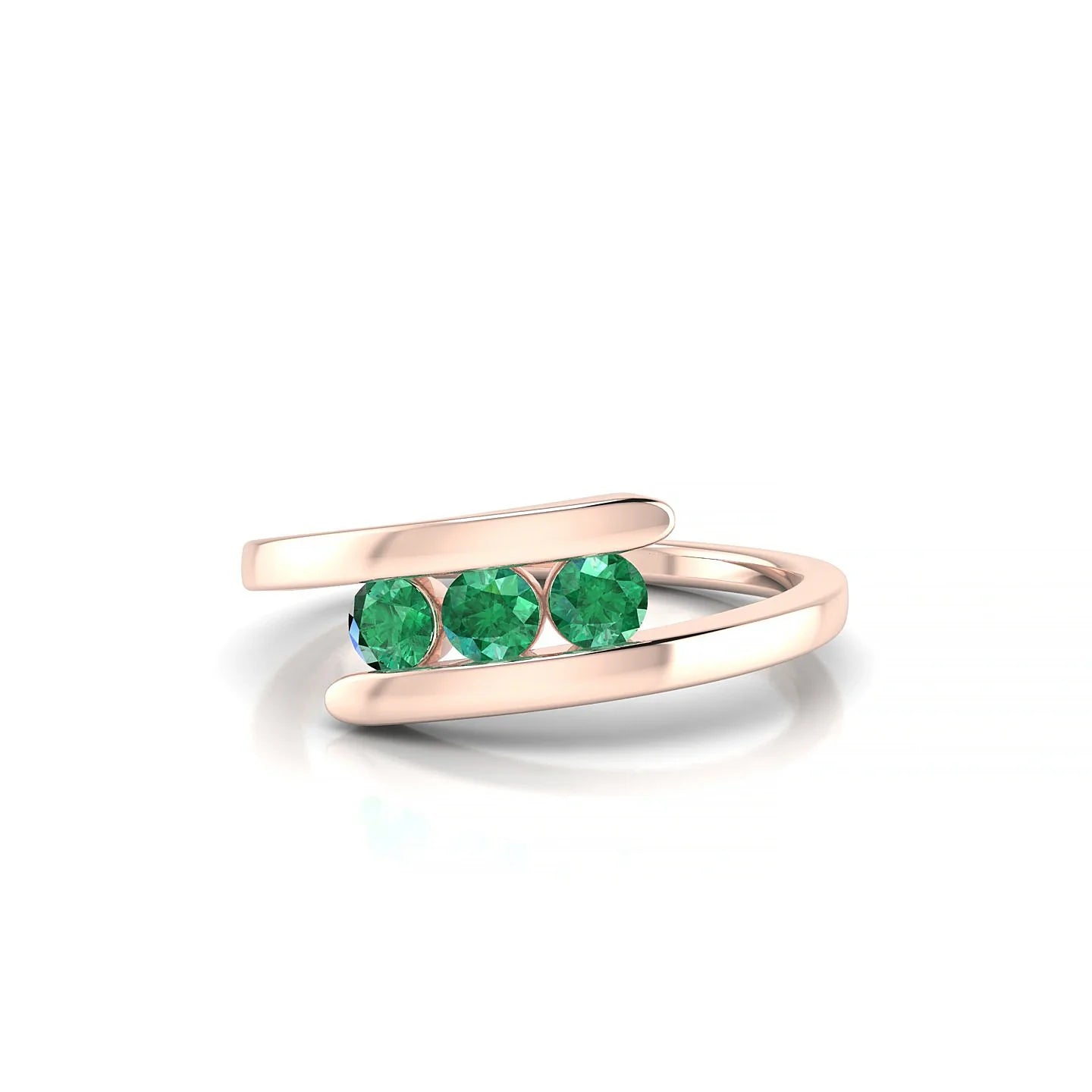Flow | 18k Rose Gold 3 mm Round Emerald Ring