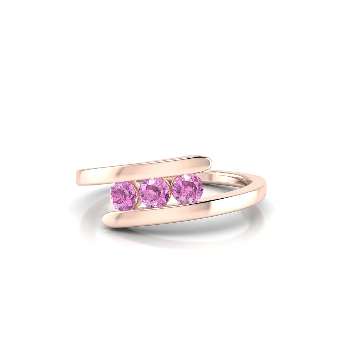 Flow | 18k Rose Gold 3 mm Round Pink Sapphire Ring