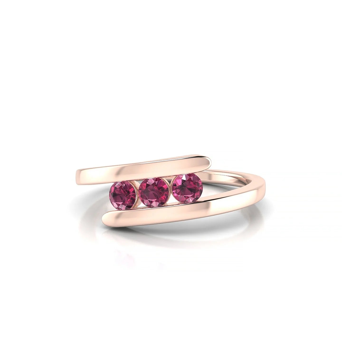 Flow | 18k Rose Gold 3 mm Round Rhodolite Ring