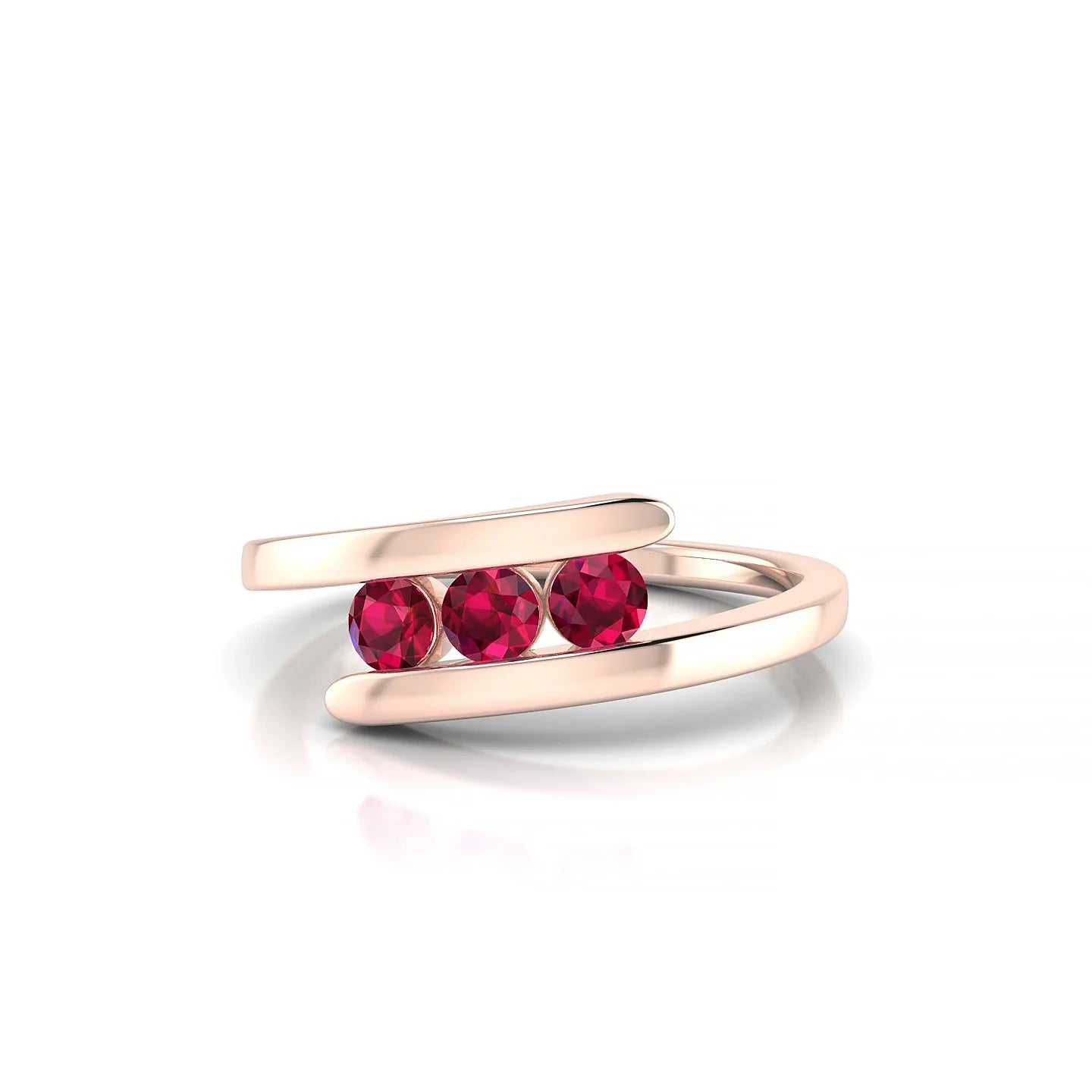Flow | 18k Rose Gold 3 mm Round Ruby Ring