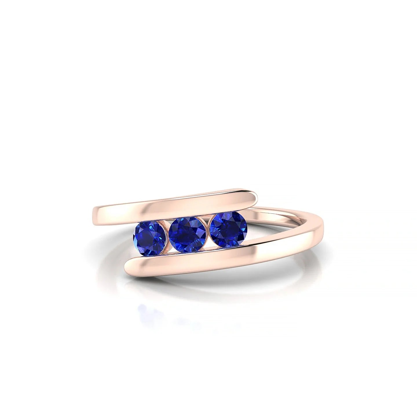 Flow | 18k Rose Gold 3 mm Round Sapphire Ring