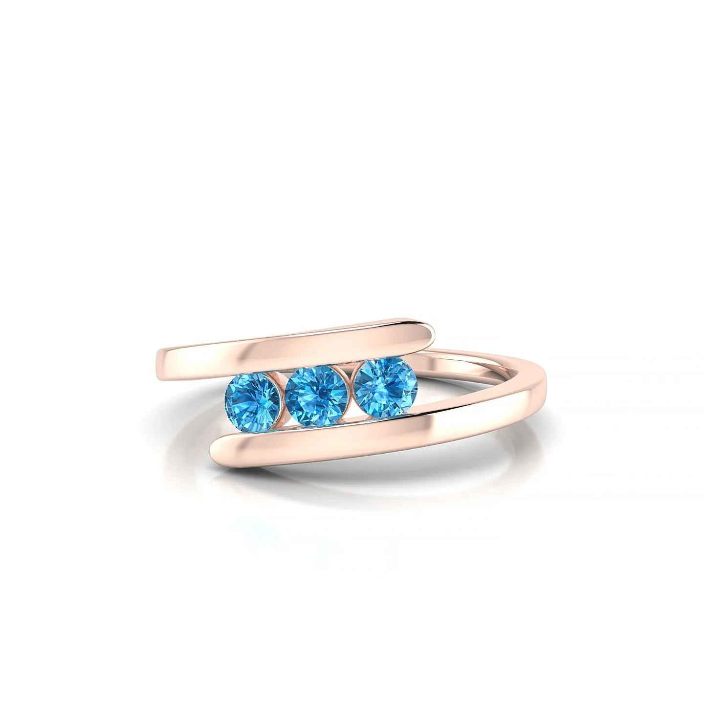 Flow | 18k Rose Gold 3 mm Round Topaz Ring