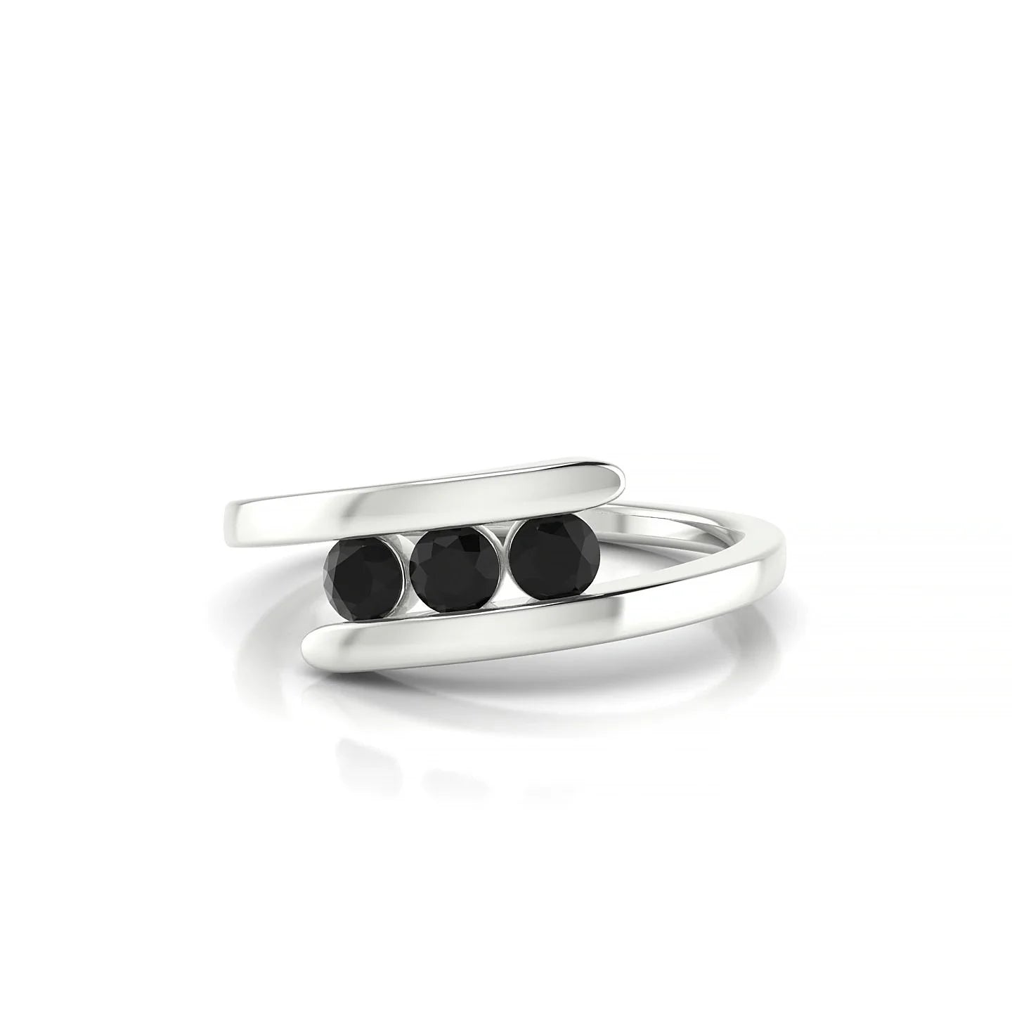 Flow | 18k White Gold 3 mm Round Black Diamond Ring