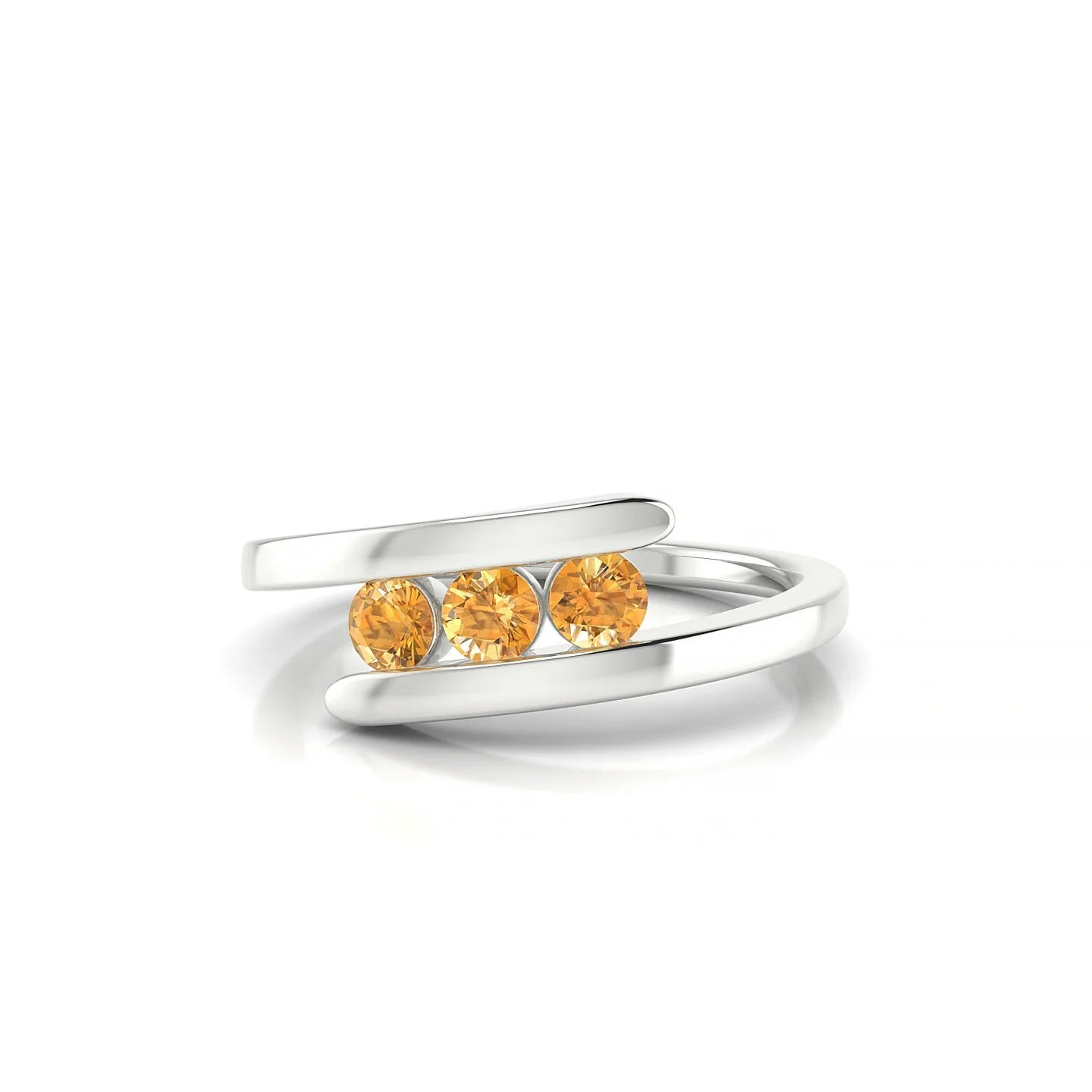 Flow | 18k White Gold 3 mm Round Citrine Ring