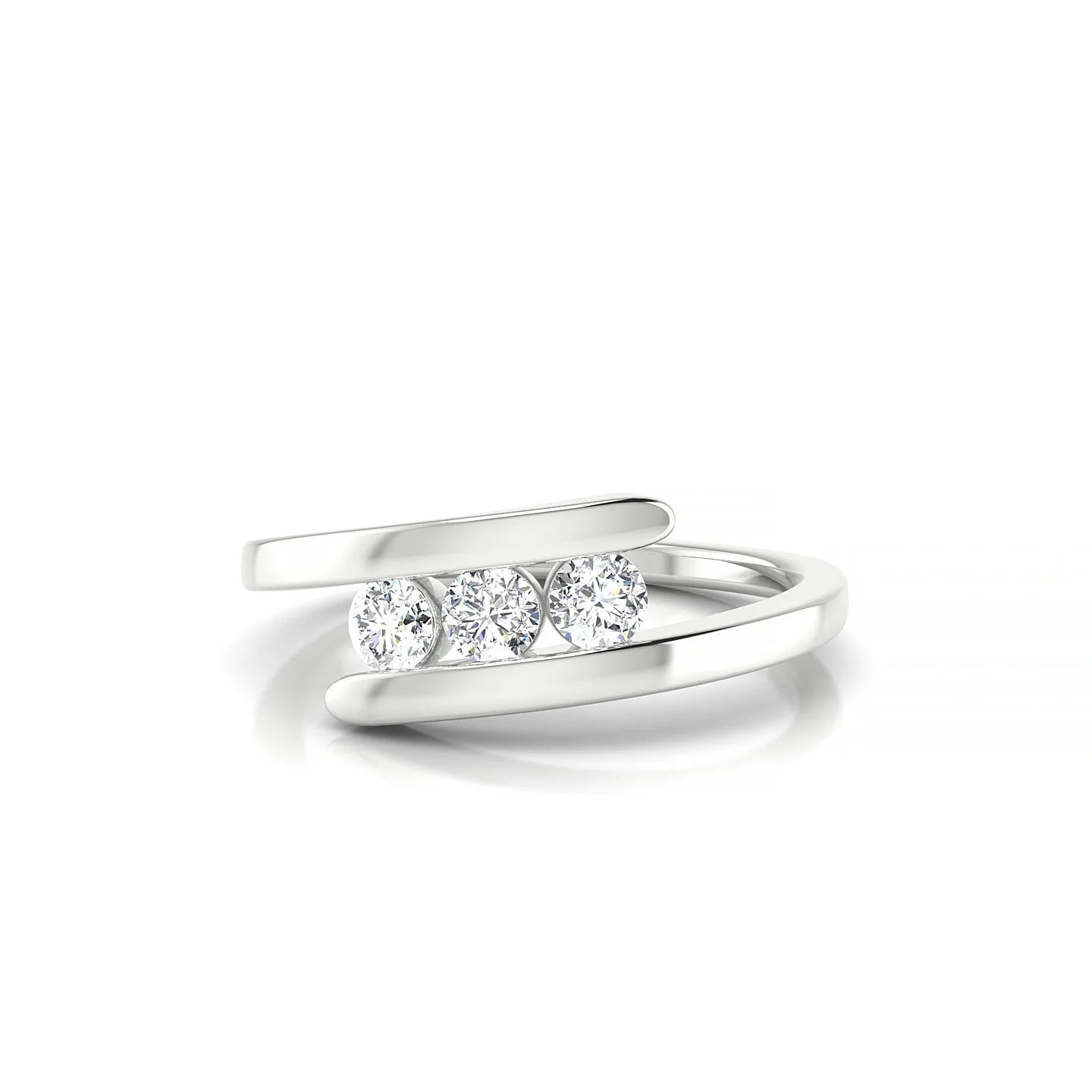 Flow | 18k White Gold 3 mm Round Diamond Ring