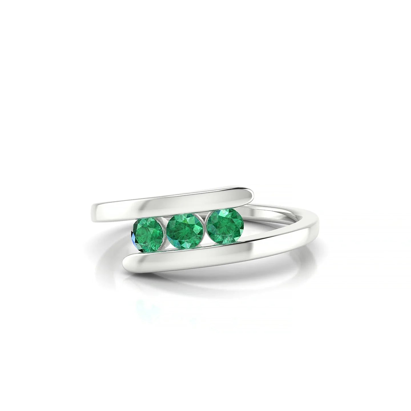 Flow | 18k White Gold 3 mm Round Emerald Ring