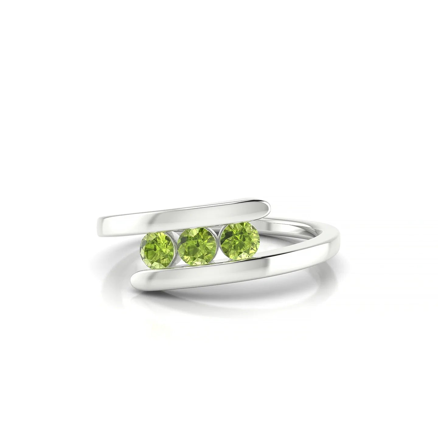 Flow | 18k White Gold 3 mm Round Peridot Ring