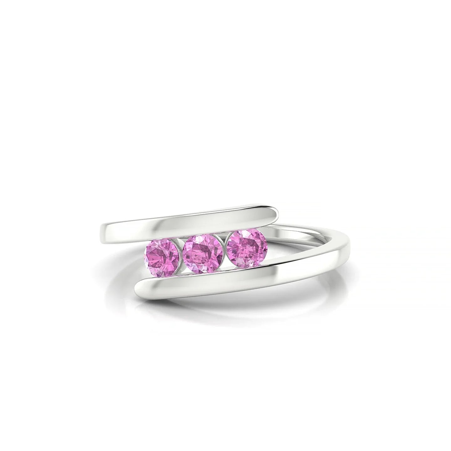 Flow | 18k White Gold 3 mm Round Pink Sapphire Ring