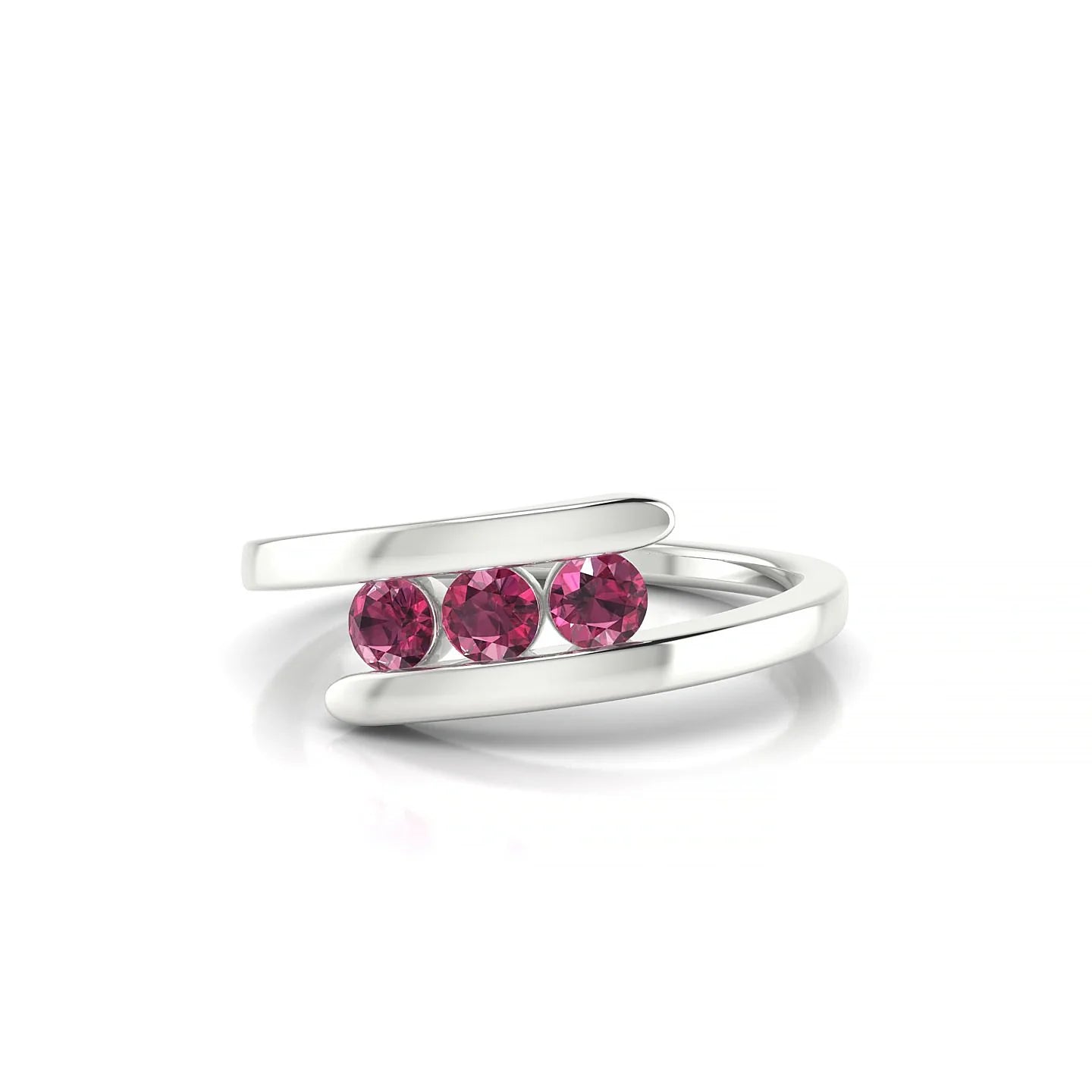 Flow | 18k White Gold 3 mm Round Rhodolite Ring