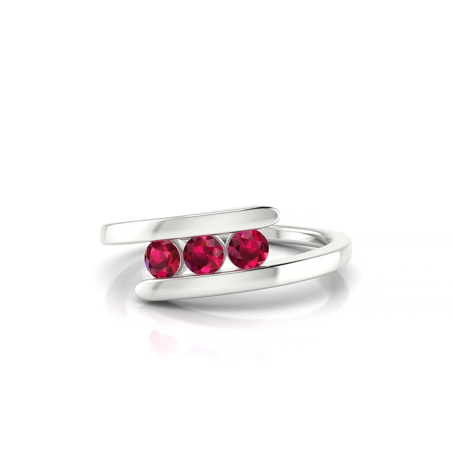 Flow | 18k White Gold 3 mm Round Ruby Ring