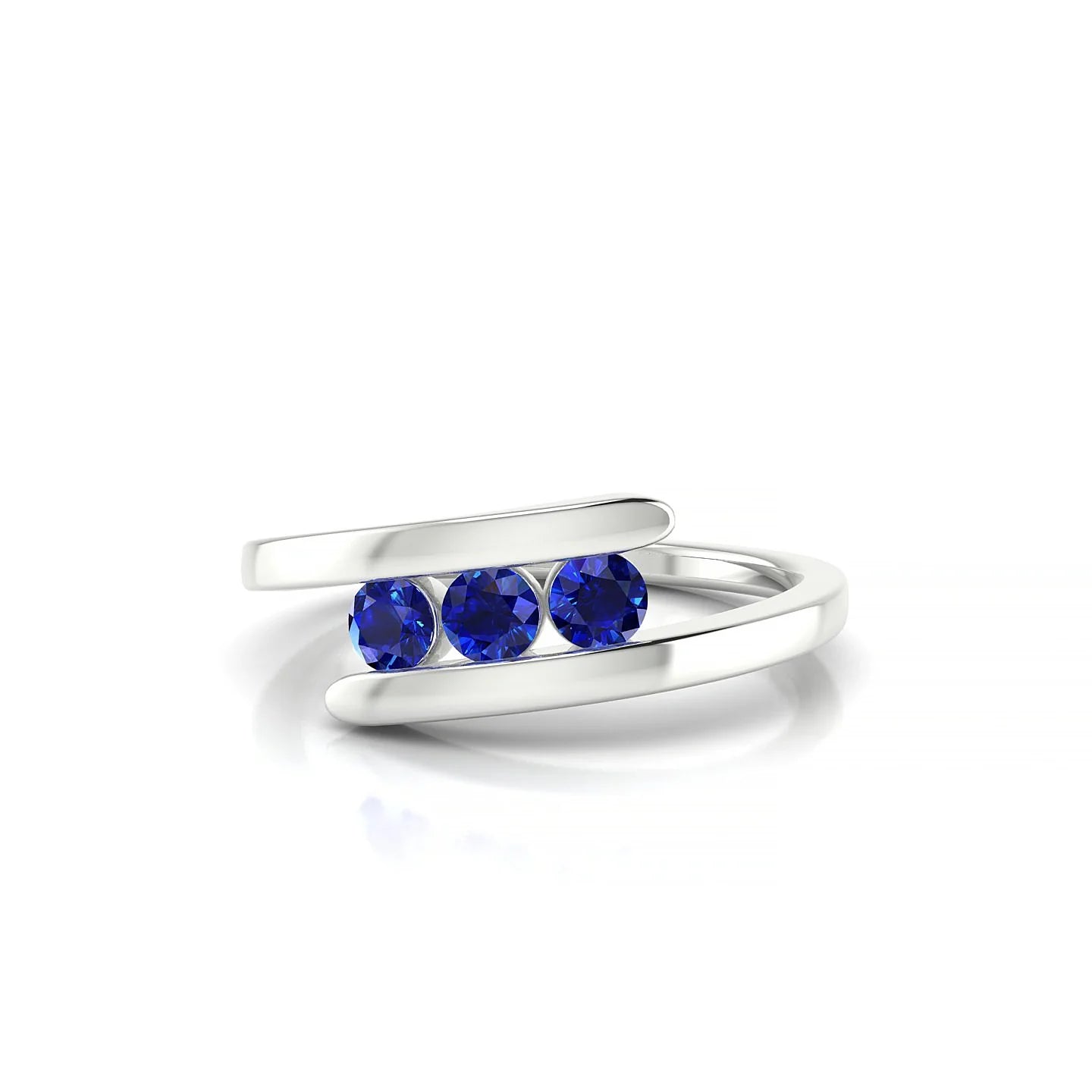Flow | 18k White Gold 3 mm Round Sapphire Ring