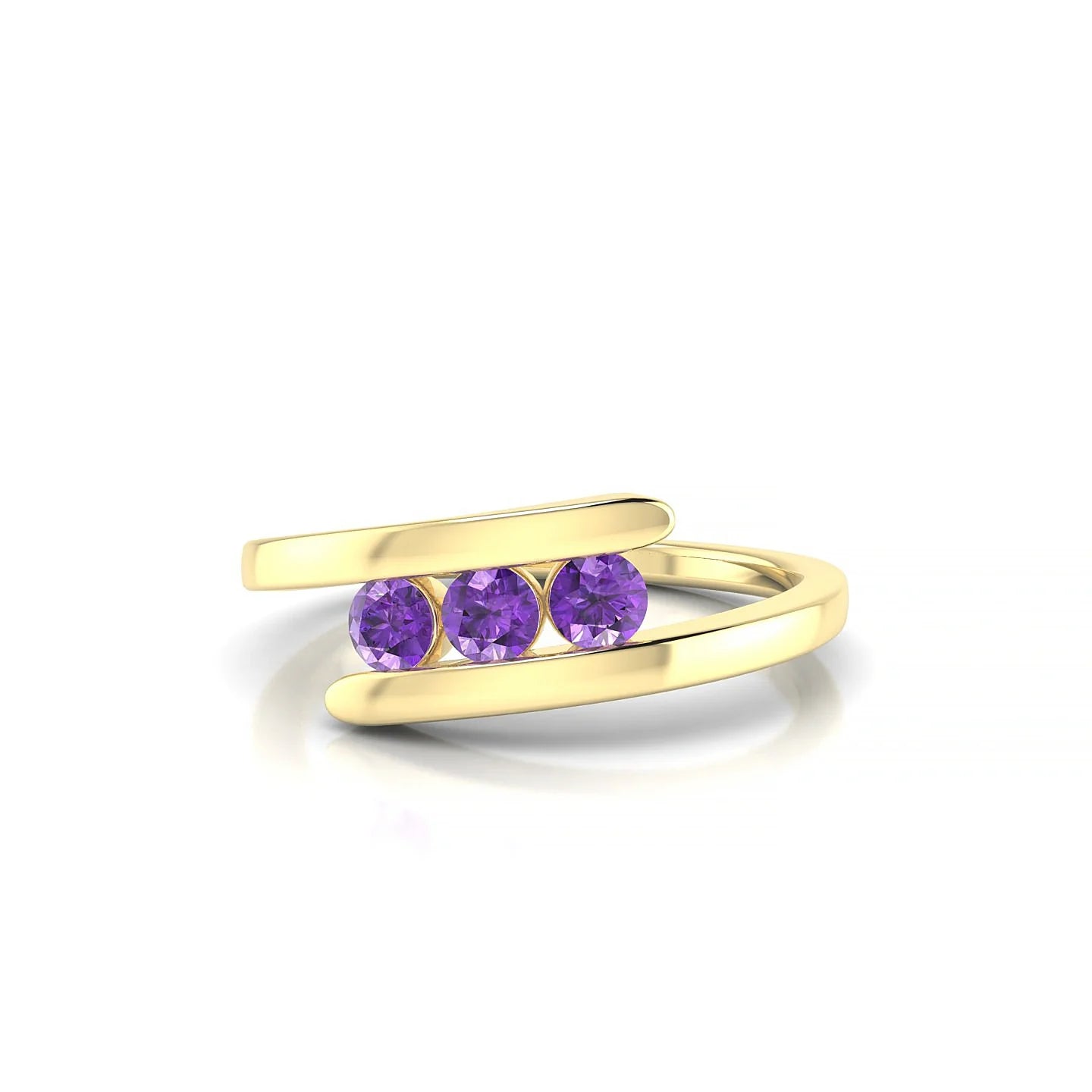 Flow | 18k Yellow Gold 3 mm Round Amethyst Ring