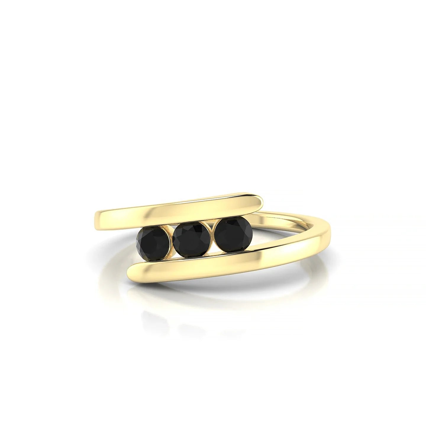 Flow | 18k Yellow Gold 3 mm Round Black Diamond Ring