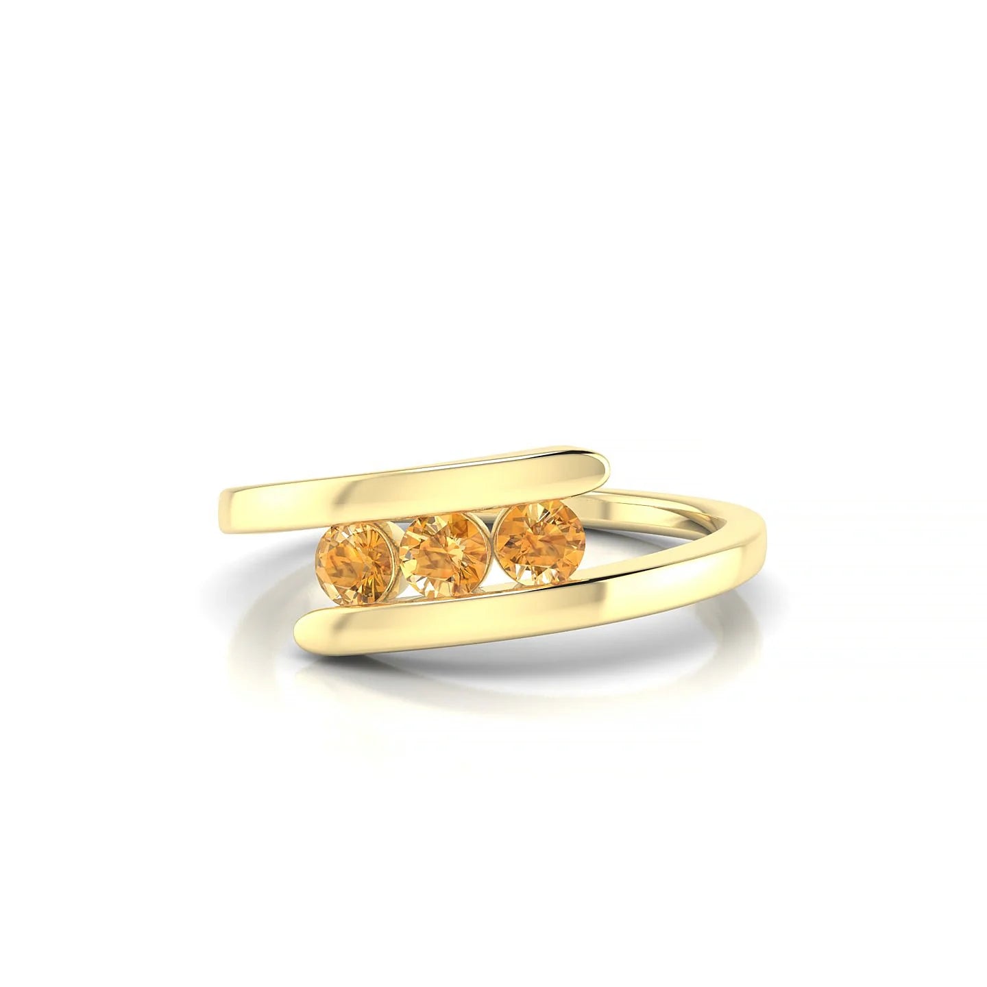 Flow | 18k Yellow Gold 3 mm Round Citrine Ring