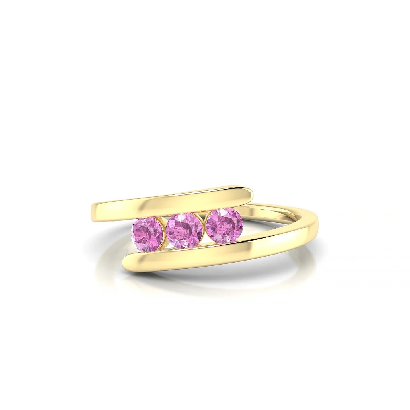 Flow | 18k Yellow Gold 3 mm Round Pink Sapphire Ring