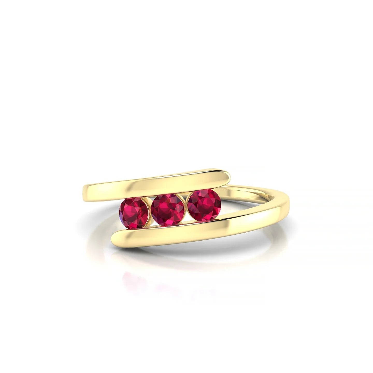 Flow | 18k Yellow Gold 3 mm Round Ruby Ring
