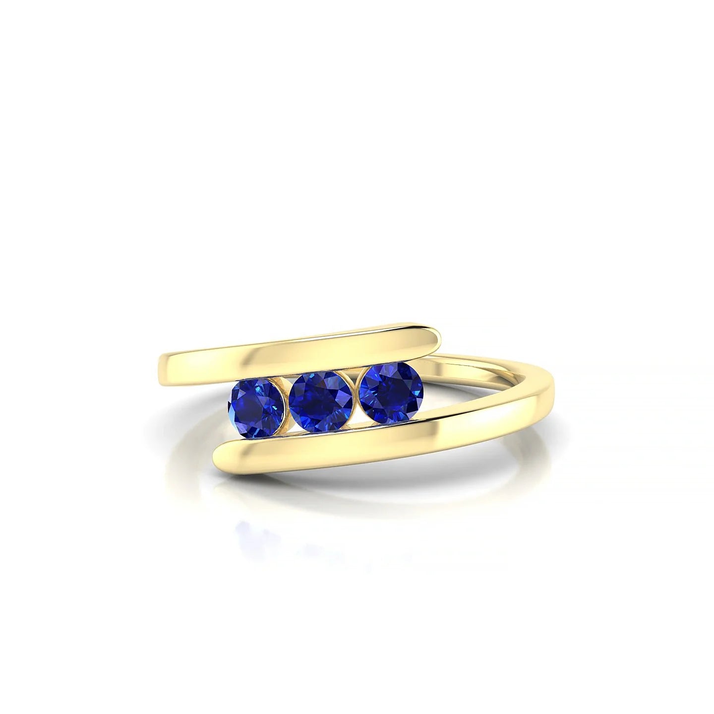 Flow | 18k Yellow Gold 3 mm Round Sapphire Ring