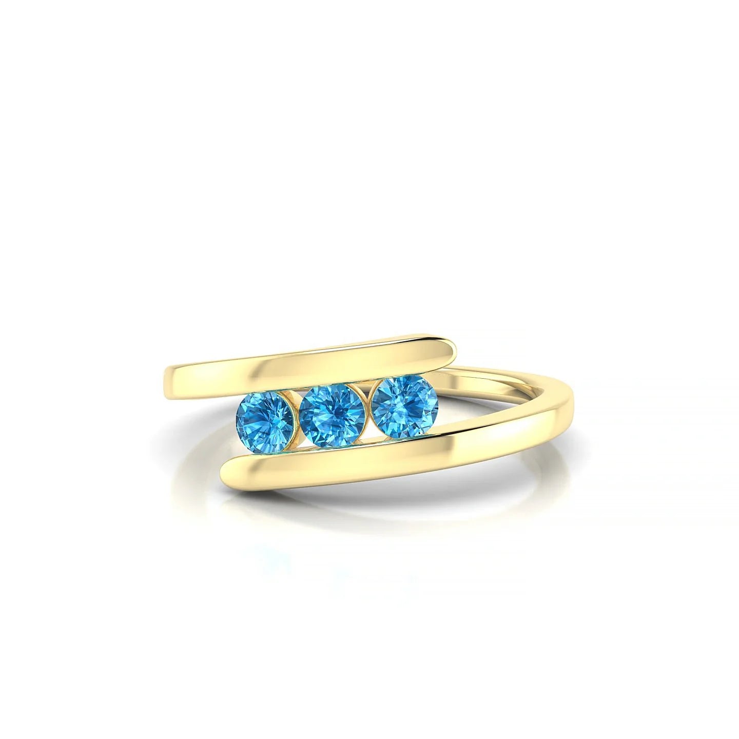 Flow | 18k Yellow Gold 3 mm Round Topaz Ring