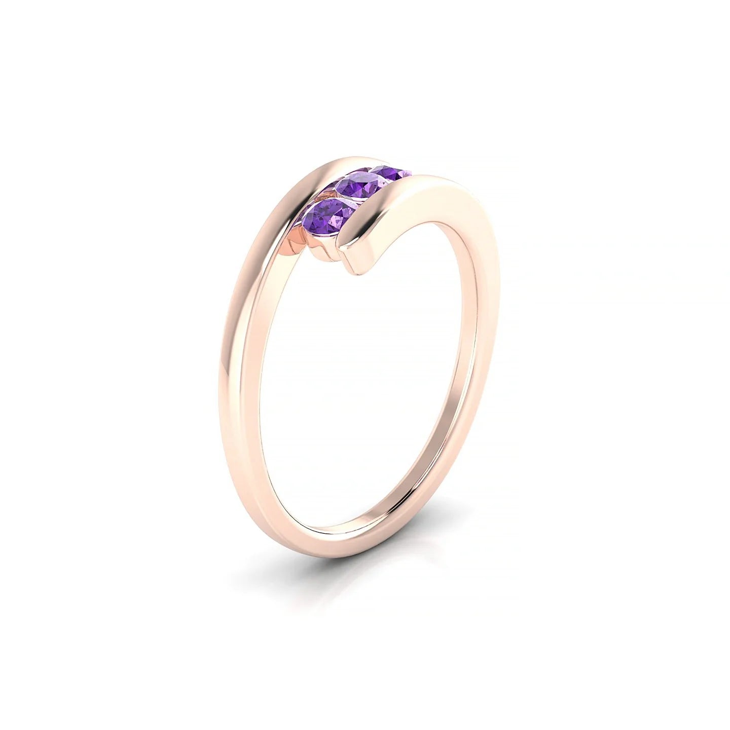 Flow | 18k Rose Gold 3 mm Round Amethyst Ring