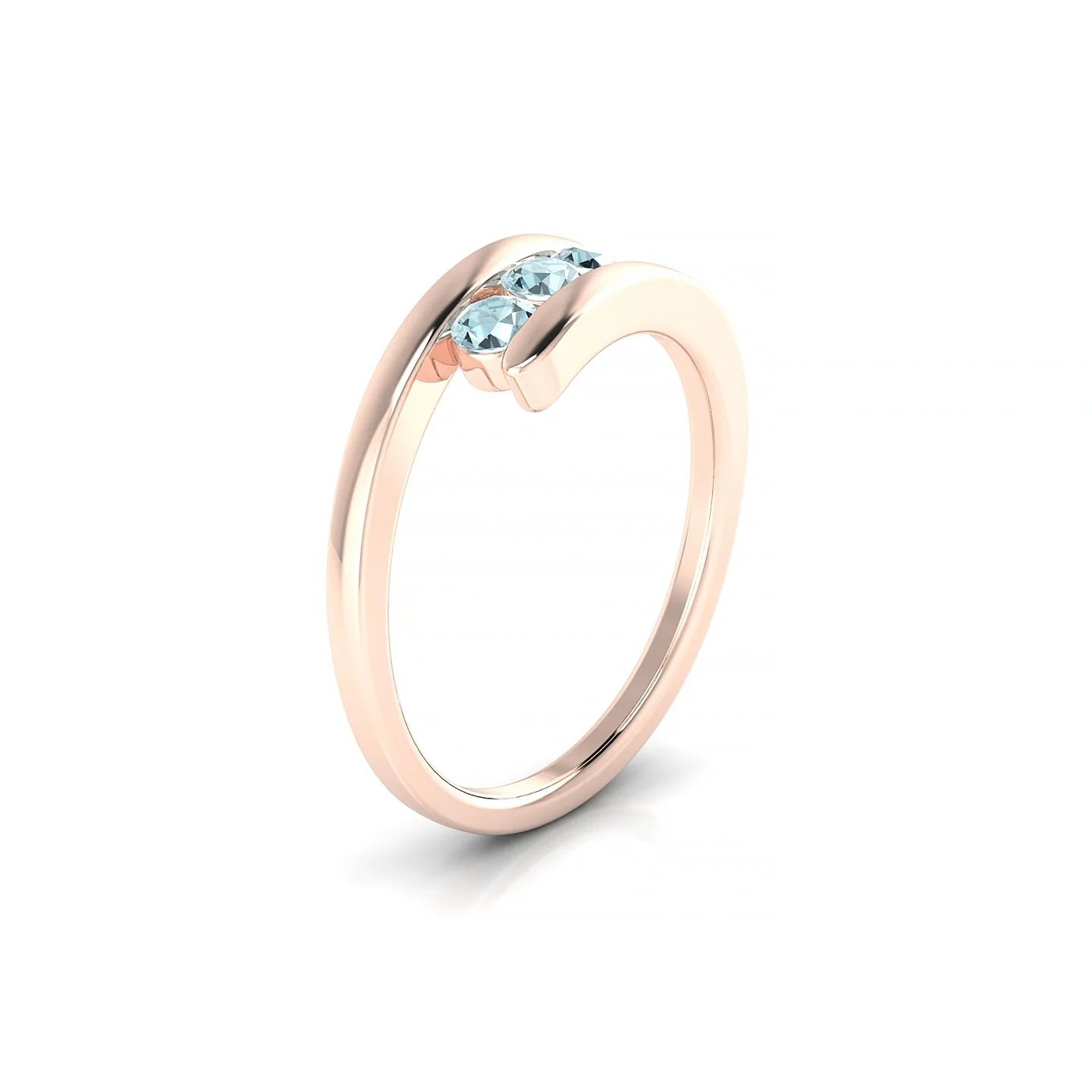 Flow | 18k Rose Gold 3 mm Round Aquamarine Ring