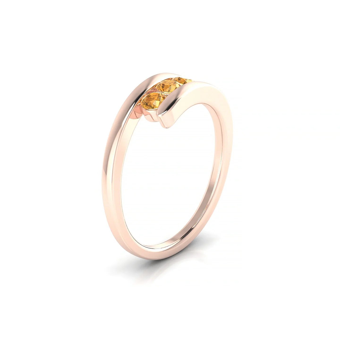 Flow | 18k Rose Gold 3 mm Round Citrine Ring