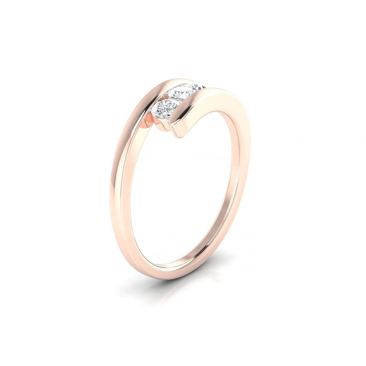 Flow | 18k Rose Gold 3 mm Round Diamond Ring